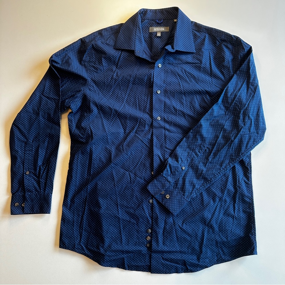 Men's Kenneth Cole Reaction Size L 16 16.5 34/35 Blue Dress Shirt